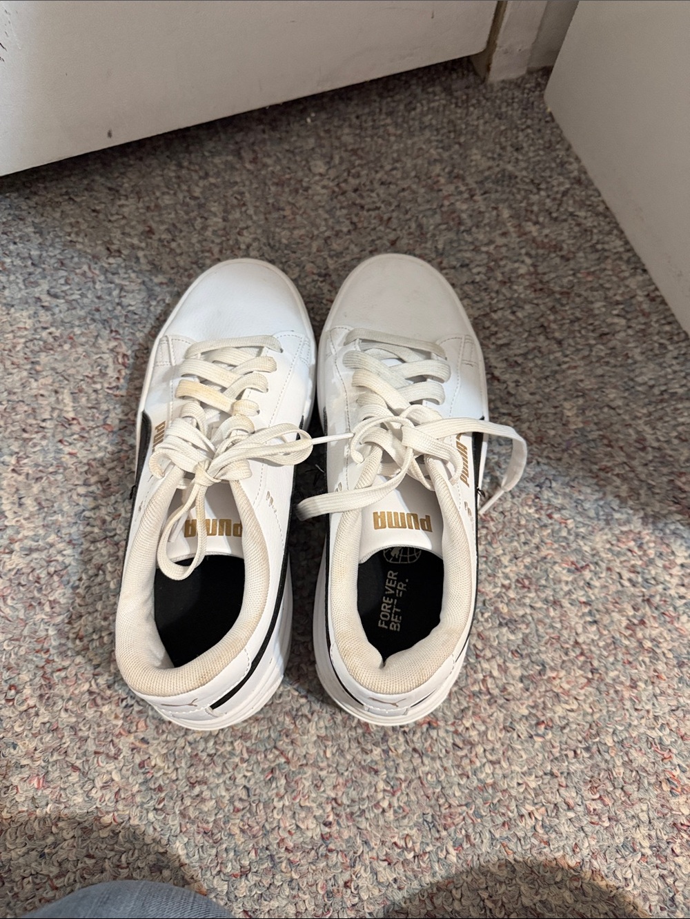 Puma White Low-Top Women's Sneakers with Black Accents
